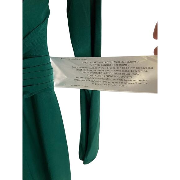 Ieena for Mac Duggal 26554 High Slit Long Sleeve Gown Maxi Emerald Green Size 0 - Picture 13 of 13